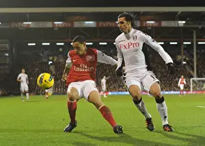 Fulham V Arsenal 2011-12 Prints: Coquelin vs. Ruiz: Battle in the Premier League - Fulham vs. Arsenal (2011-12)