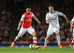 Arsenal Swansea City 2014/15 Prints: Coquelin vs. Sigurdsson: A Midfield Showdown - Arsenal vs