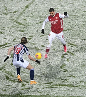 Images Dated 3rd January 2021: Dani Ceballos Under Pressure: Intense Moment from West Bromwich Albion vs Arsenal