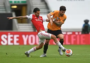 Wolverhampton Wanderers V Arsenal 2019-20 Prints: Dani Ceballos vs. Ruben Neves: Intense Clash Between Wolverhampton and Arsenal in Premier League