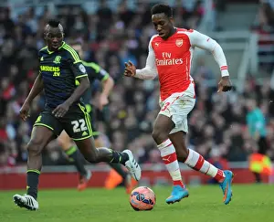 Arsenal V Middlesbrough - FA Cup 2014-15 Prints: Danny Welbeck Charges Past Kenneth Omerou in FA Cup Clash: Arsenal vs. Middlesbrough