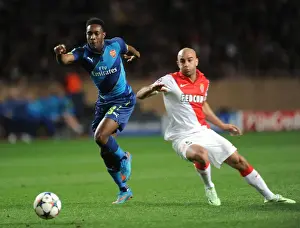 Monaco V Arsenal 2014/15 Prints: Danny Welbeck Outmaneuvers Aymen Abdennour: Monaco vs Arsenal