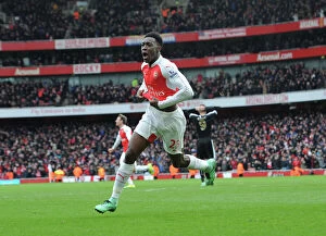 Images Dated 14th February 2016: Danny Welbeck Scores Arsenal's Second Goal Against Leicester City (2015-16)