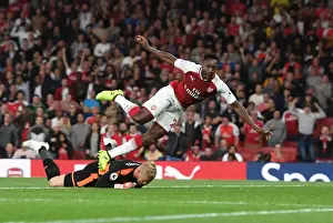Arsenal V Leicester City 2017-18 Prints: Danny Welbeck Scores the Second Goal Past Kasper Schmeichel: Arsenal vs Leicester City