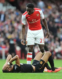 Arsenal V Hull City 2014-15 Prints: Danny Welbeck vs. Ahmed Elmohamady: A Moment from the Arsenal v Hull City Match, 2014-15