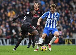 Images Dated 4th March 2018: Danny Welbeck vs Dale Stephens: Intense Battle in Brighton and Hove Albion vs Arsenal Premier