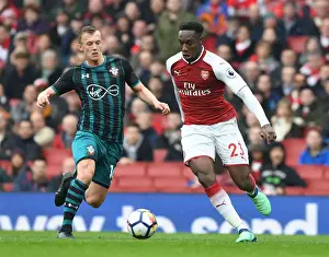Arsenal V Southampton 2017-18 Prints: Danny Welbeck vs James Ward-Prowse: Battle at Emirates Stadium - Arsenal vs Southampton