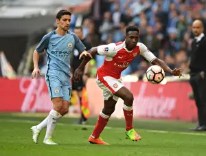 Arsenal V Manchester City - FA Cup 1/2 Final 2017 Prints: Danny Welbeck vs Jesus Navas: Clash at the FA Cup Semi-Final - Arsenal vs Manchester City
