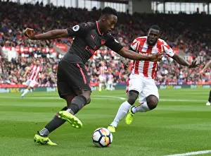 Stoke City V Arsenal 2017-18 Prints: Danny Welbeck vs Mame Diouf: Battle at the Bet365 Stadium - Stoke City vs Arsenal