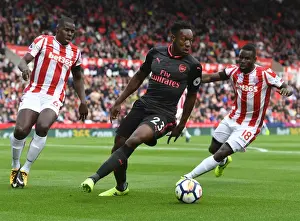 Stoke City V Arsenal 2017-18 Prints: Danny Welbeck vs. Mame Diouf and Kurt Kouma: A Battle at Bet365 Stadium - Stoke City vs