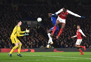 Chelsea V Arsenal - Carabao Cup 1/2 Final 1st Leg 2017-18 Prints: Danny Welbeck vs Thibaut Courtois: Carabao Cup Semi-Final Showdown