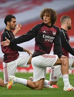 Arsenal V Leicester City 2019-20 Prints: David Luiz: Arsenal's Defender in Focus - Warming Up for Arsenal vs Leicester Showdown (2019-20)