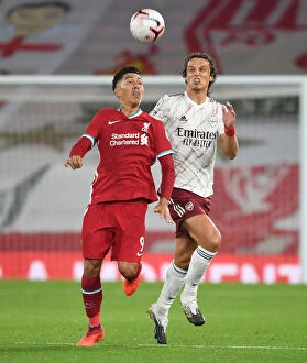 Images Dated 29th September 2020: David Luiz vs. Roberto Firmino: A Battle at Anfield in the 2020-21 Premier League