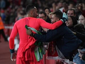 Arsenal v Doncaster Rovers - Carabao Cup 2017-18 Collection: David Ospina (Arsenal) with a fan. Arsenal 1: 0 Doncaster. The Carabao Cup. 3rd Round