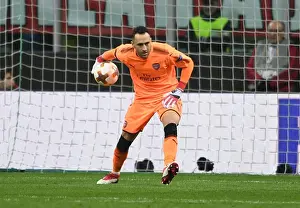 AC Milan V Arsenal 2017-18 Prints: David Ospina: Arsenal's Wall in Milan's Europa League Battle (2018)