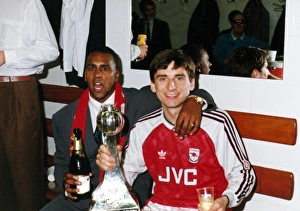 David Rocastle and Alan Smith celebrate winning the League Championship