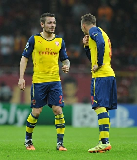 Galatasaray V Arsenal 2014/15 Prints: Debuchy and Podolski in Action: Arsenal vs