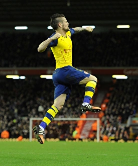 Liverpool V Arsenal 2014/15 Prints: Debuchy Strikes: A Rare Goal for Arsenal at Anfield, 2014/15 Premier League