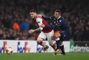 Arsenal V Red Star Belgrade 2017-18 Prints: Debuchy vs. Krsticic: A Europa League Battle at Emirates Stadium