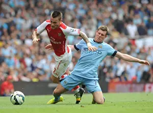Arsenal V Manchester City 2014-15 Prints: Debuchy vs Milner: Clash at the Emirates - Arsenal vs Manchester City