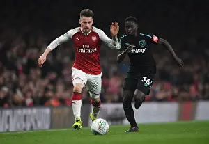 Arsenal V West Ham United - Carabao Cup 2017-18 Prints: Debuchy vs Quina: Battle in the Carabao Cup Quarterfinal - Arsenal vs West Ham United