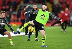 Liverpool V Arsenal 2023-24 Prints: Declan Rice: Arsenal's Midfield Maestro Readies for Liverpool Showdown