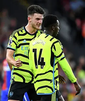 Deep in Thought: Rice and Nketiah in Focus during Arsenal's Battle at Selhurst Park (2023-24)