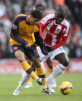 Stoke City V Arsenal 2008-09 Prints: Denilson (Arsenal) Amdy Faye (Stoke)