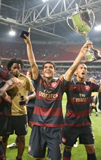 Ajax V Arsenal 2007-8 Prints: Denilson (Arsenal) celebrates after the match
