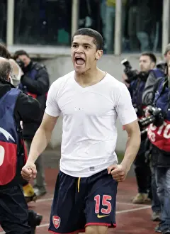 Denilson (Arsenal) celebrates winning the penalty shoot out