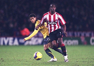 Sheffield United V Arsenal 2006-07 Prints: Denilson (Arsenal) Clude Davis (Sheff Utd)
