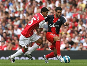 Arsenal V Paris Saint Germain 2007-08 Prints: Denilson (Arsenal) Frau (PSG)