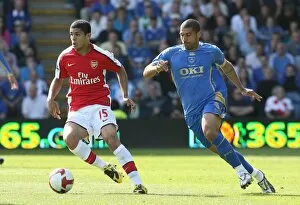 Images Dated 2nd May 2009: Denilson (Arsenal) Hayden Mullins (Portsmouth)