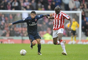 Stoke City v Arsenal - FA Cup 2009-10 Gallery: Denilson (Arsenal) Mamady Sidibe (Stoke). Stoke City 3: 1 Arsenal, FA Cup 4th round