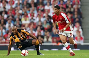 Arsenal v Hull City 2008-9 Collection: Denilson (Arsenal) Marlon King (Hull)
