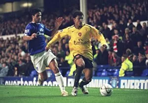 Images Dated 9th November 2006: Denilson (Arsenal) Mikel Arteta (Everton)