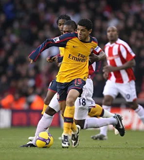 Stoke City V Arsenal 2008-09 Prints: Denilson (Arsenal) Salif Diao (Stoke)