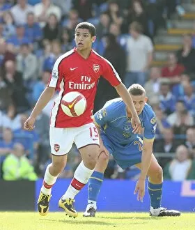 Images Dated 2nd May 2009: Denilson (Arsenal) Sean Davis (Portsmouth)