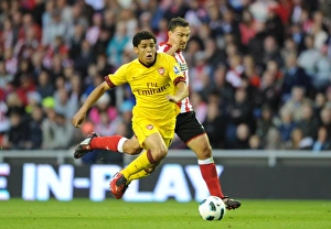 Sunderland v Arsenal 2010-11 Collection: Denilson (Arsenal) Steed Malbrangue (Sunderland). Sunderland 1: 1 Arsenal