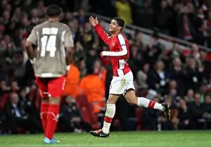 Images Dated 24th November 2009: Denilson celebrates scoring Arsenals 2nd goal