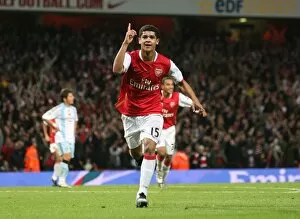 Arsenal v Newcastle United - Carling Cup 2007-08 Collection: Denilson celebrates scoring Arsenals 2nd goal