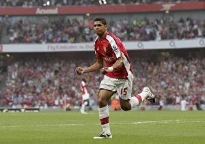 Images Dated 30th August 2008: Denilson celebrates scoring Arsenals 3rd goal