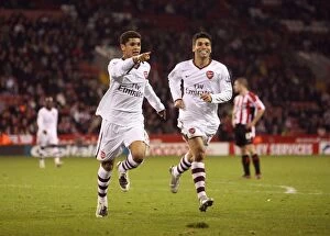 Sheffield United v Arsenal 2007-08 Collection: Denilson and Eduardo: Triumphant Moment as Arsenal Scores Third Goal Against Sheffield United
