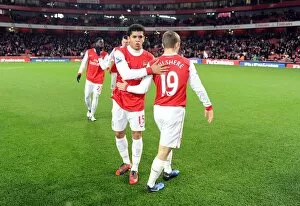 Images Dated 30th November 2010: Denilson and Jack Wilshere (Arsenal). Arsenal 2: 0 Wigan Athletic. Carling Cup