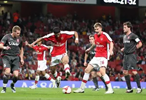 Arsenal V FC Twente 2008-09 Prints: Denilson sets up the 4th Arsenal goal scored by Nicklas Bendtner