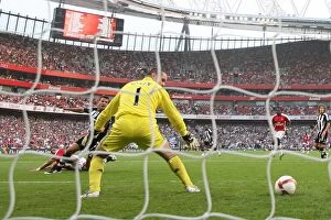 Images Dated 30th August 2008: Denilson shoots past Shay Given to score the 3rd Arsenal goal