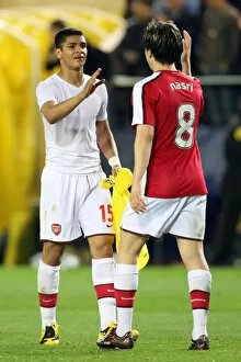 Images Dated 9th April 2009: Denilson and Smir Nasri (Arsenal) at the end of the match