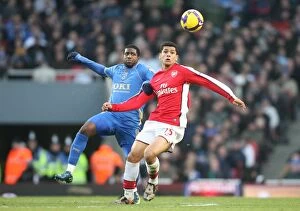 Arsenal v Portsmouth 2008-09 Collection: Denilson vs. Mvuemba: Arsenal's 1-0 Victory Over Portsmouth in the Barclays Premier League