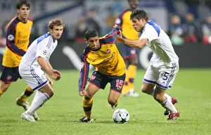 Dynamo Kiev V Arsenal 2008-09 Prints: Denilson and Vukojevic Face Off: 1-1 Stalemate in Champions League Group G Clash Between Dynamo Kiev and Arsenal
