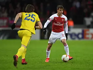BATE Borisov V Arsenal 2018-19 Prints: Denis Suarez vs Dmitri Baga: Battle in the Europa League - Arsenal vs BATE Borisov